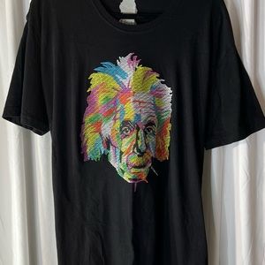 Albert Einstein Multicolor T-Shirt Size XXL Black Short Sleeve
